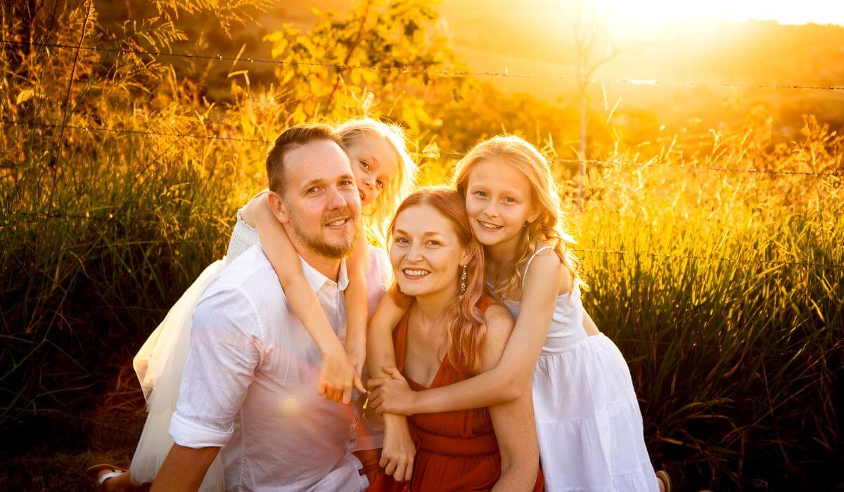 The connors family during a sunset photoshoot.