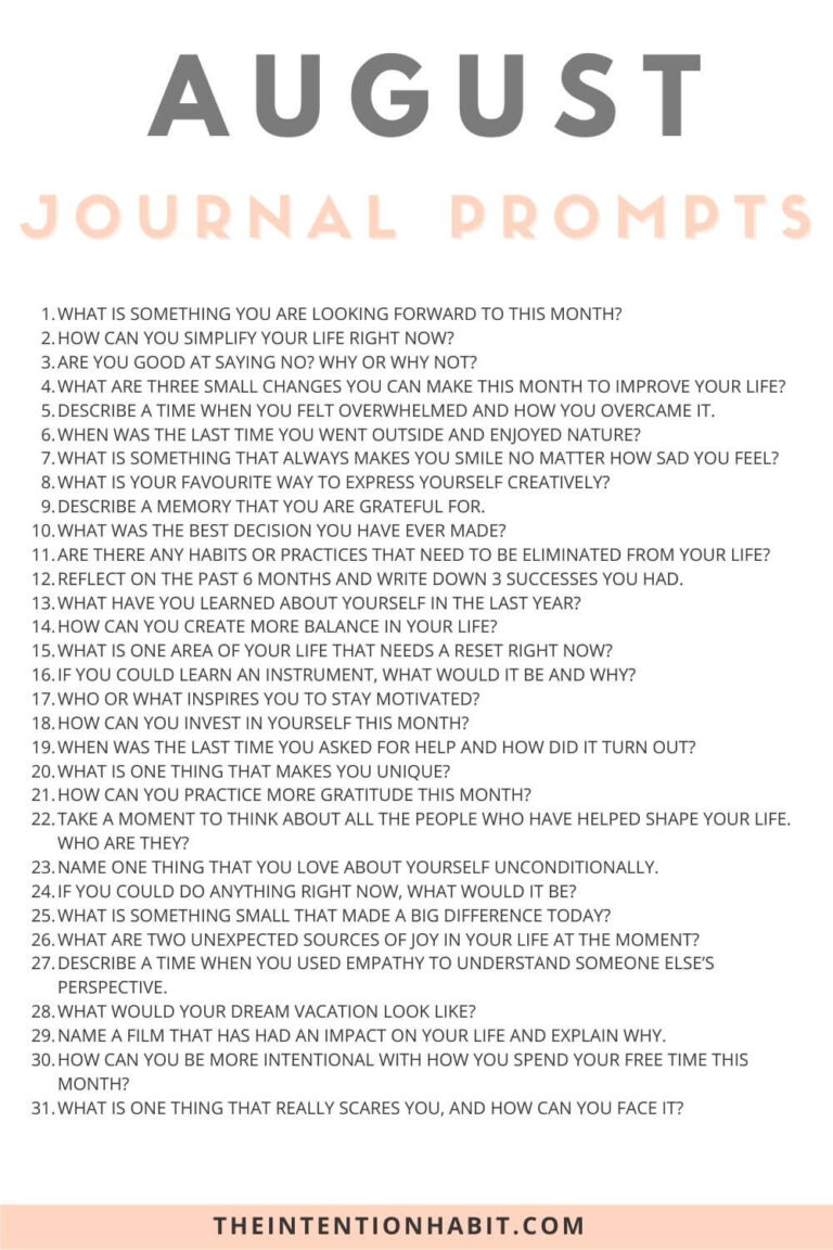 31 Daily August Journal Prompts For Gratitude, Reflection & Discovery