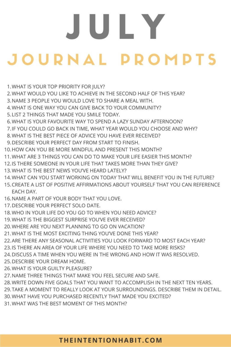 31 Daily July Journal Prompts For Midyear Reflection