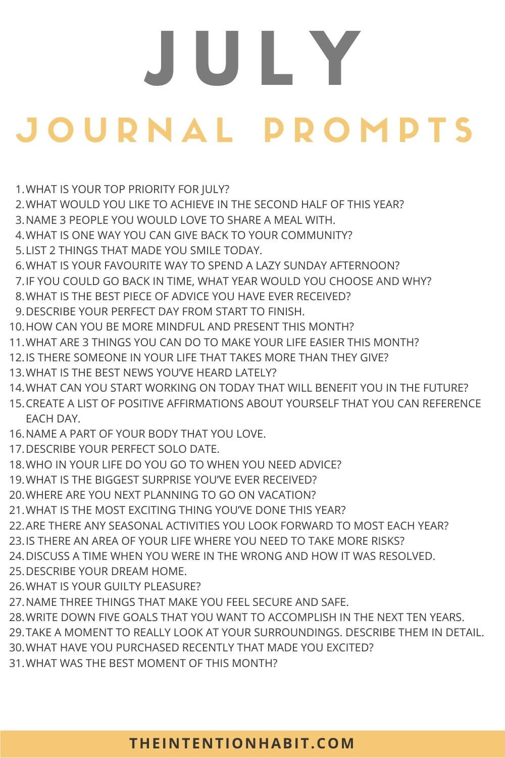 list of july journal prompts