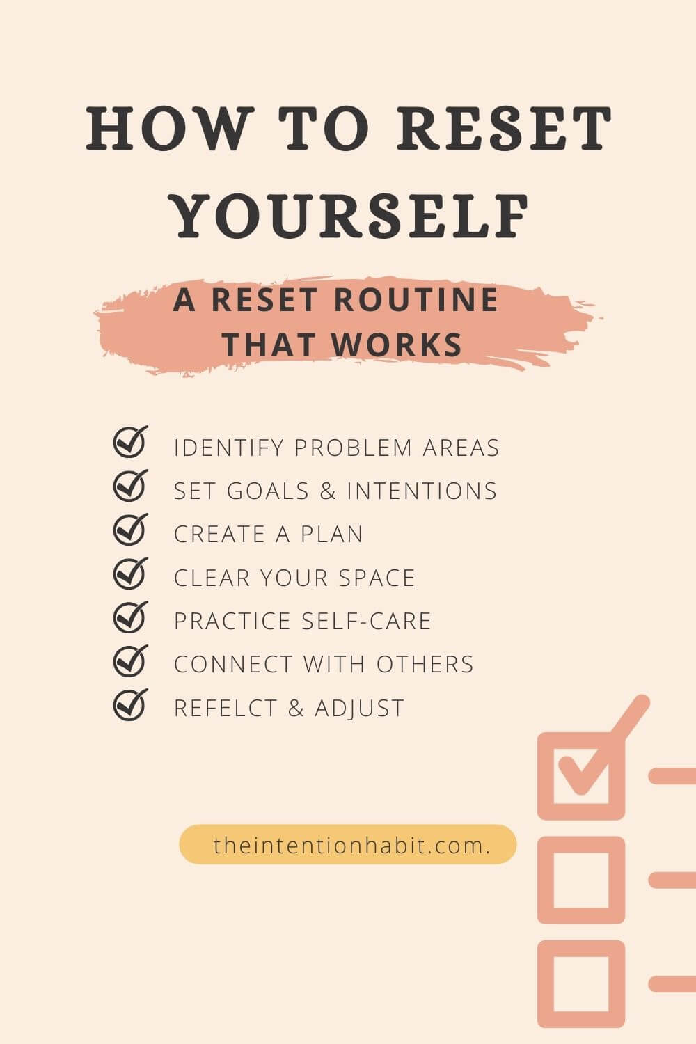 How to reset yourself checklist for a reset routine.