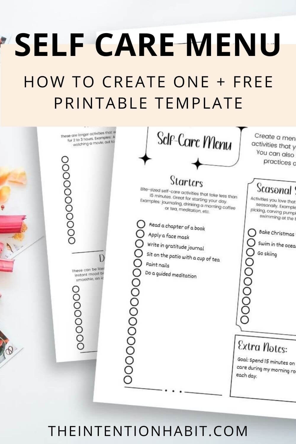 how to create a self care menu and free self care menu template.