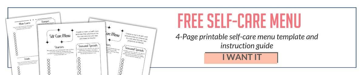 free printable self care menu template kit.