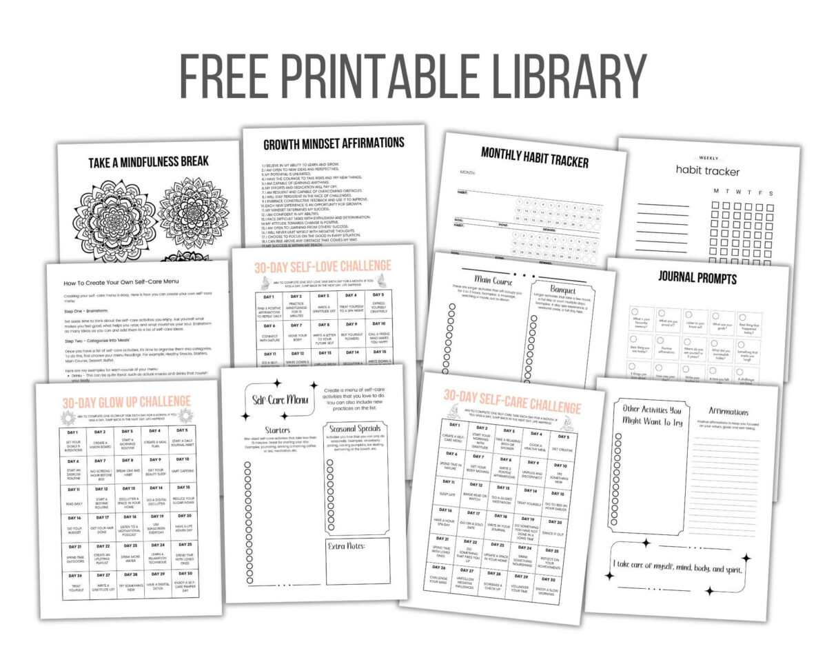 free printable library preview image.