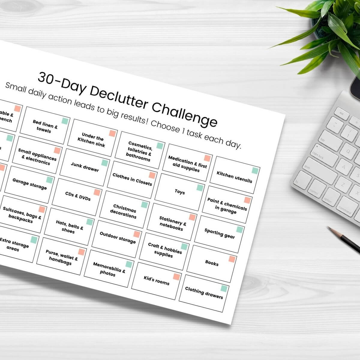 30 day declutter challenge printable.