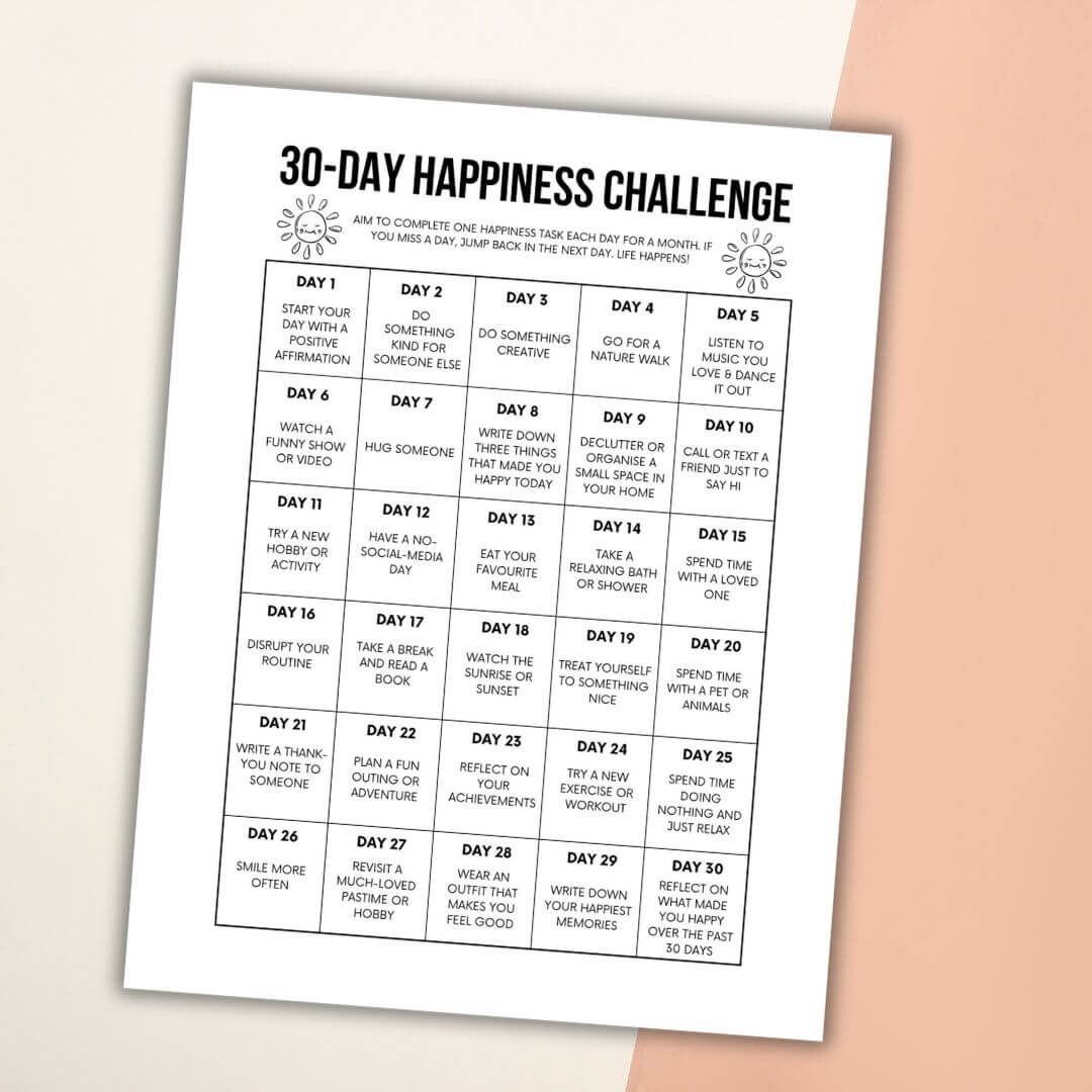 30 day happiness challenge.