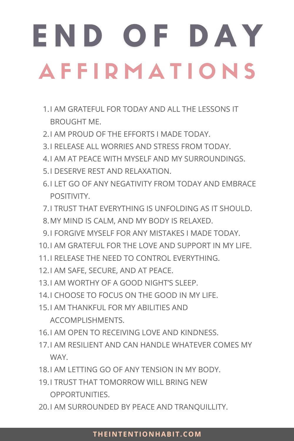 end of day affirmations. 