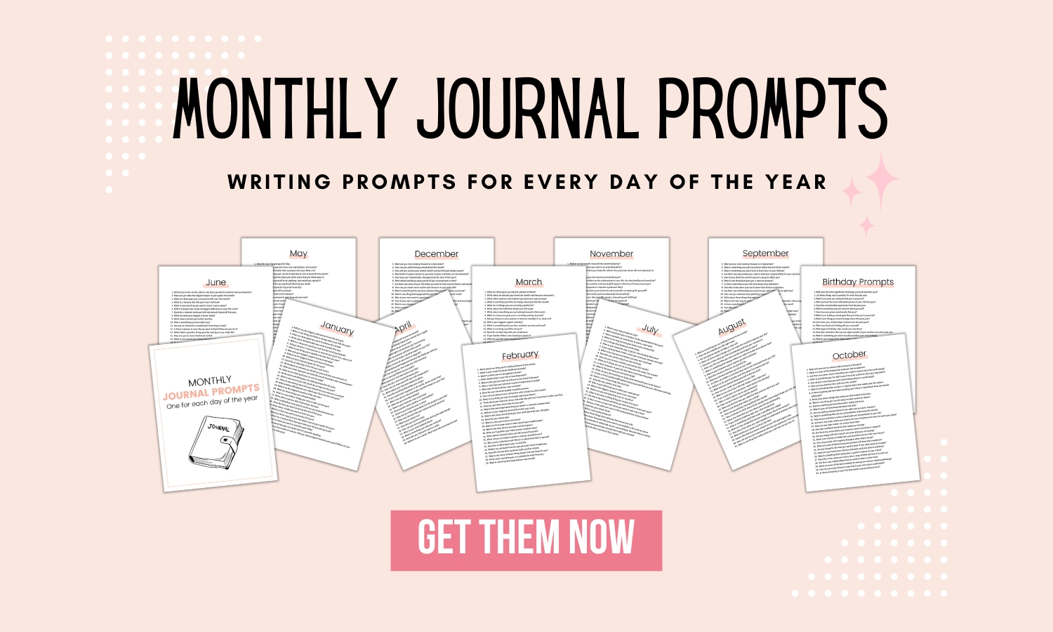 monthly journal prompts sale banner.