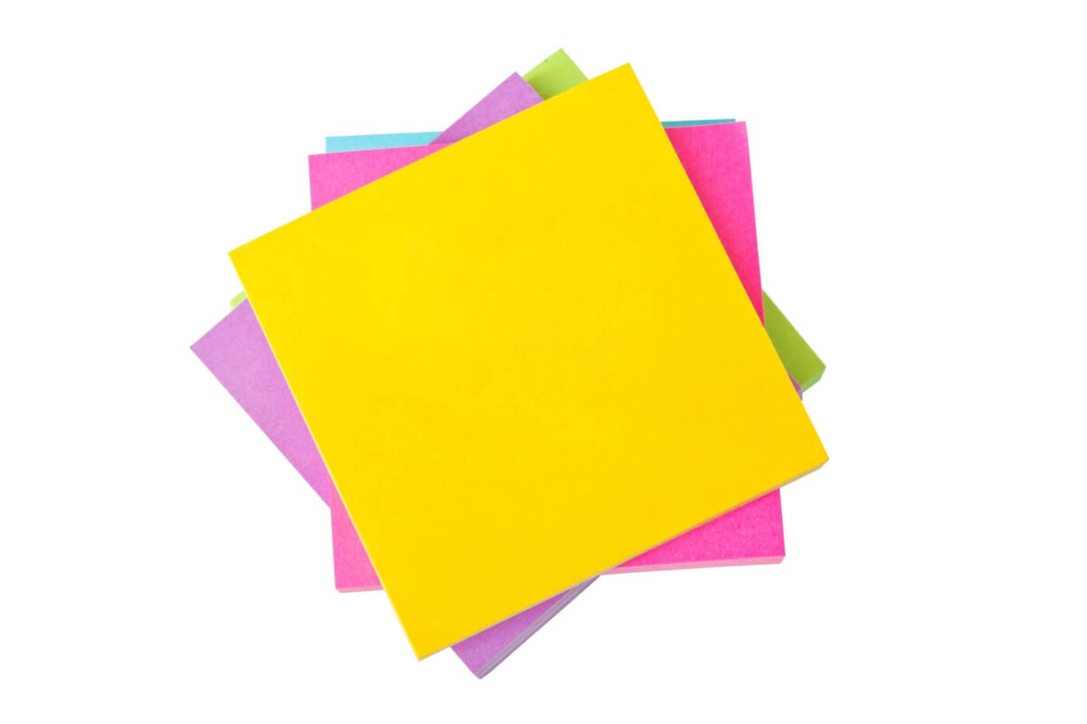 stack of colourful sticky notes.