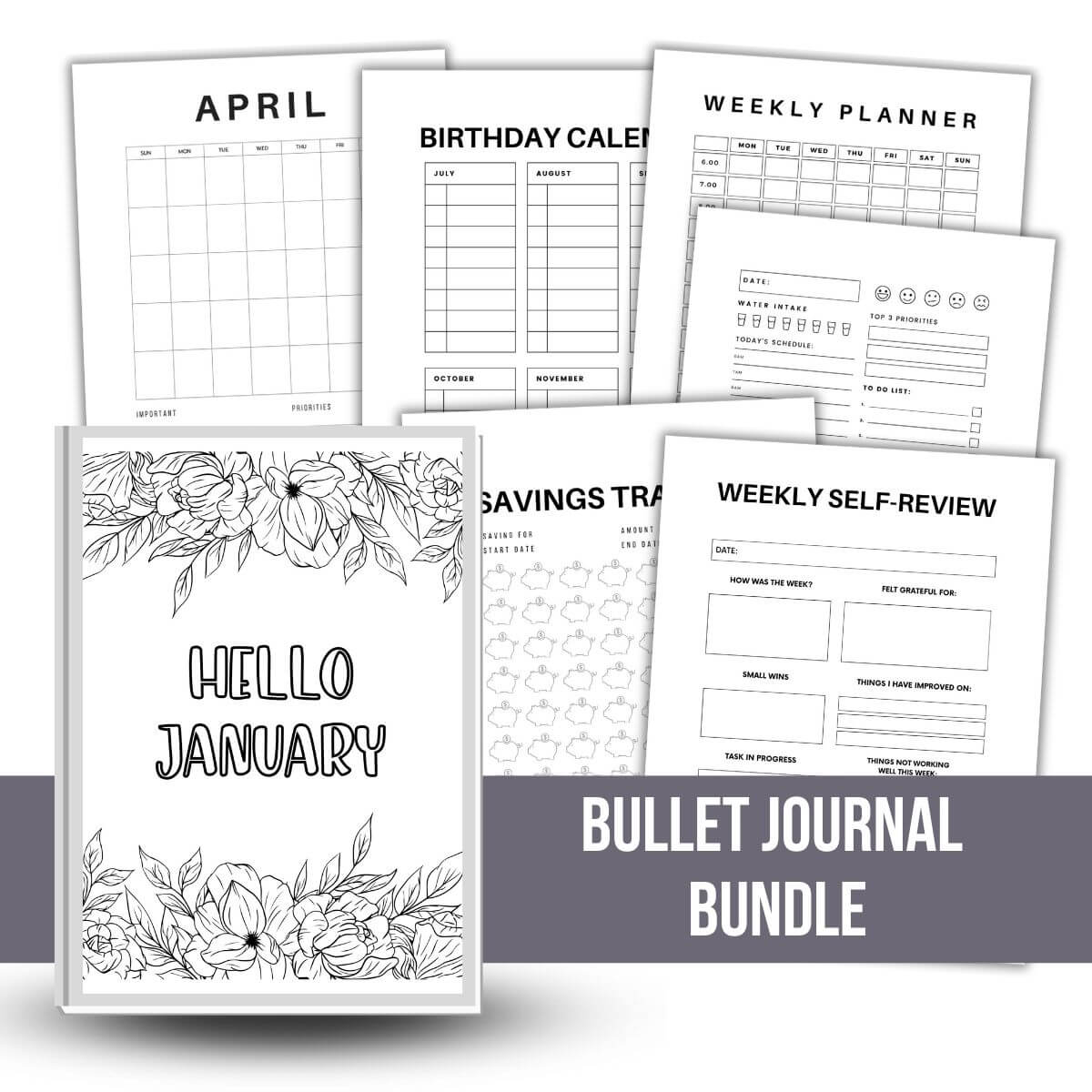 Printable bullet journal bundle.