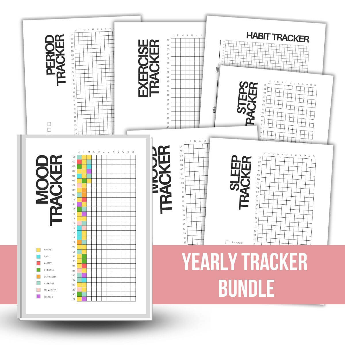 Yearly habit tracker bundle.