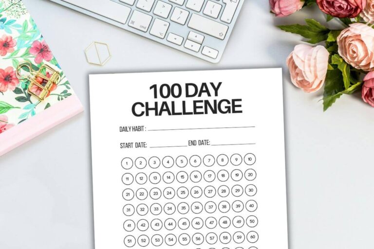 100 day challenge printable template.